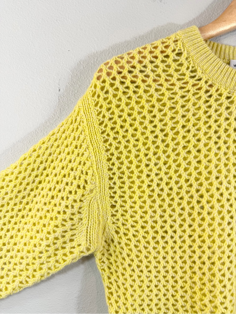 White + Warren Cashmere Sweater Marled Mesh Lime Crewneck Size XS - Picture 9 of 10